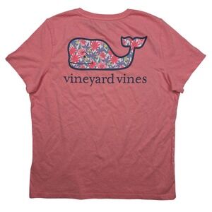 Vineyard Vines Neon Rosa Floral Whale Pocket T Shirt Women's Large Cotton NWT